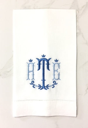 Dalton Monogrammed Linen Guest Towels