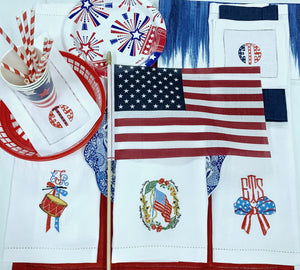 Stars & Stripes Bow Monogrammed Napkins & Guest Towels