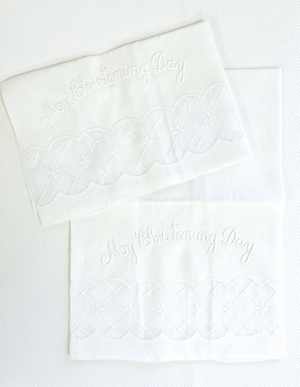 Sale- Rare Madeira Christening Hand Towel with Applique & Hand Embroidery