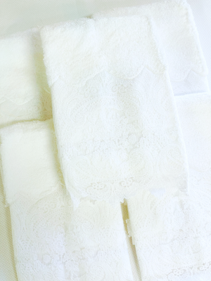 Sale- Pair of White Victoria Lace Guest Towels