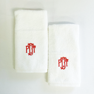 Sale- White Monaco Terry Guest Towels with Brigette Monogram