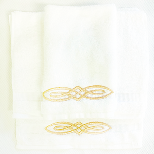 Sale- White Guest Towels-Scroll Design