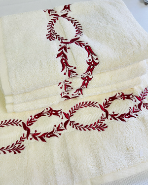 Sale- Pair of Boca Embroidered Hand Towels