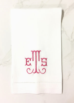 Sharon Monogrammed Linen Guest Towels