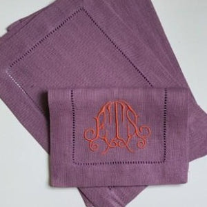 Arianne Monogrammed Linen Cocktail Napkin Set