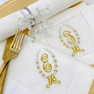 Claire Holiday Monogrammed Linen Napkin
