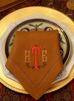Dalton Festival Monogrammed Linen Napkins-Placemats-Cocktail Napkins