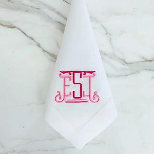 Drew Signature Monogrammed Linen Napkins