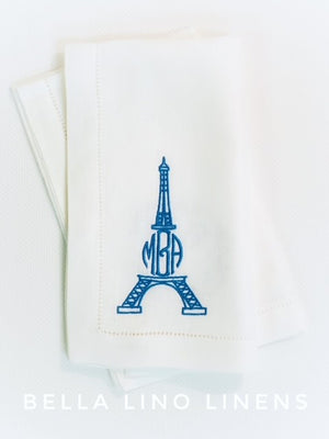 Eiffel Tower Monogrammed Linen Napkins