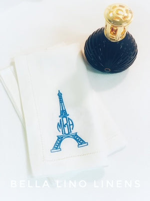 Eiffel Tower Monogrammed Linen Napkins