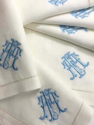 Francesca Monogrammed Festival Linen Napkins-Placemats-Cocktail Napkins