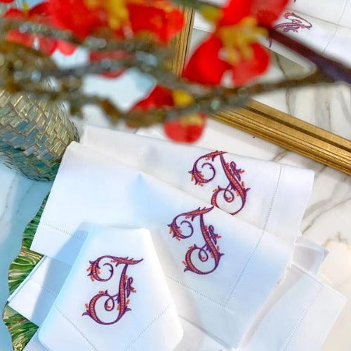 Signature Gigi Monogrammed Linen Napkins