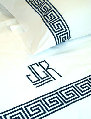 Greek Keyline Embroidered Bed Linens-Sheets-Duvet Covers