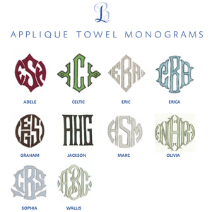 Applique Monogrammed Bath Towels with Color Edge Trim
