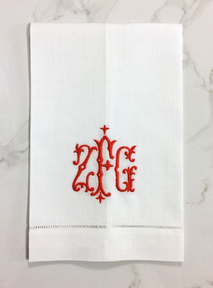 Isabella Monogrammed Linen Guest Towels