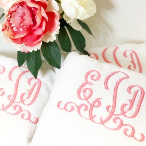 Monaco Couture Monogram Luxury Bath Towels with - Bella Lino Linens