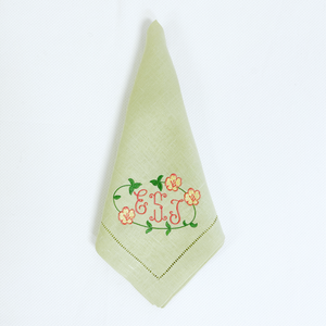 Spring Wreath Floral Monogrammed Napkins-Placemats