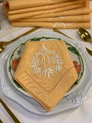 Pagoda Monogrammed Colour Table Linens
