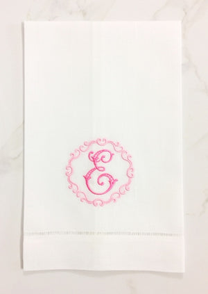 Pascal Monogrammed Linen Guest Towels