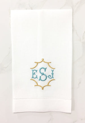 Pavilion Monogrammed Linen Guest Towels