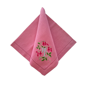Fuchsia Vine Floral Monogrammed Linen Napkin