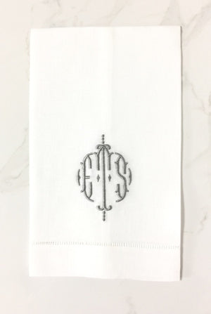 Sasha Monogrammed Linen Guest Towels