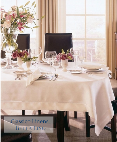 SFERRA Classico Fine Table Linens-Napkins-Runners-Tablecloths- White & -  Bella Lino Linens
