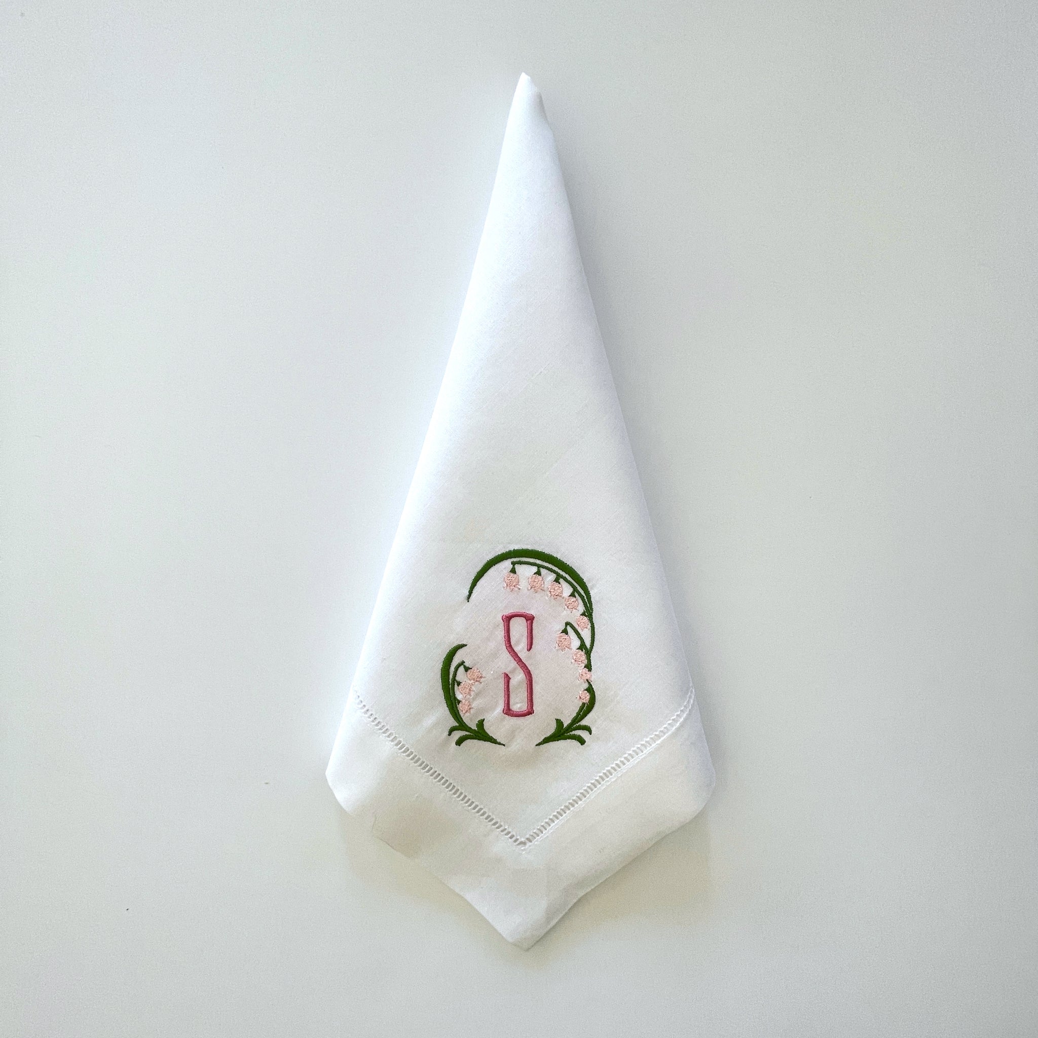 Lily of the Valley Monogrammed Linen Napkin - Bella Lino Linens