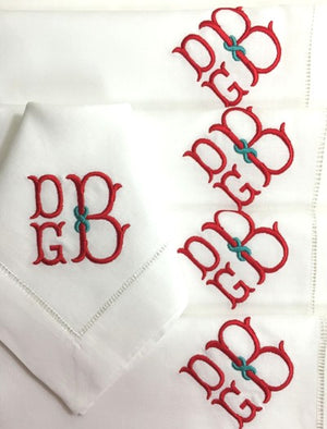 Weston Signature Monogrammed Linen Napkins, Placemats & Cocktail Napkins