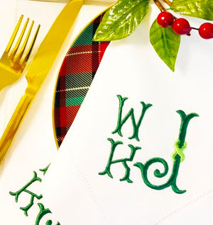 Weston Holiday Monogrammed Hemstitched Table Linens