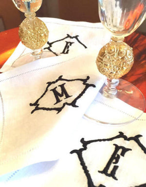 Winslow Monogrammed Linen Cocktail Napkins