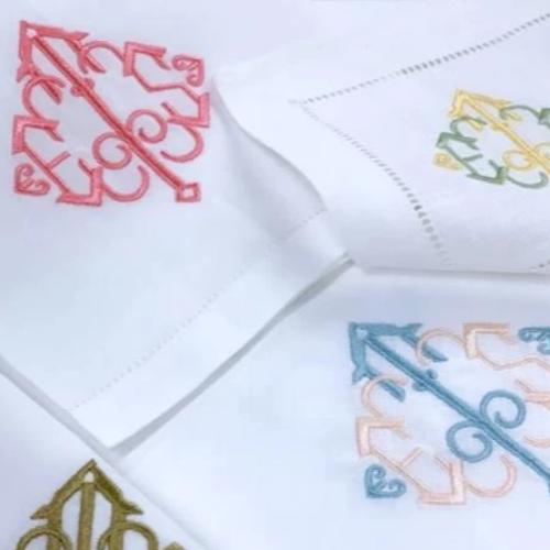 Yvette Signature Monogram Linen Napkins - Bella Lino Linens